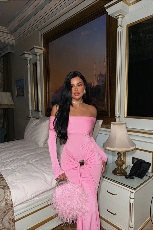 Sara Pink Off Shoulder Dress