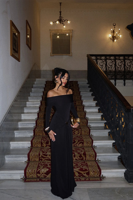 Sara Black Off Shoulder Dress