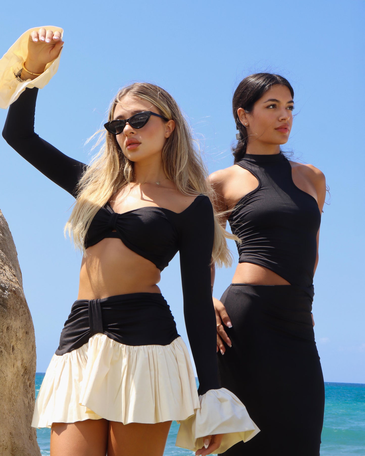 Ivy Black Crop and Skirt Set