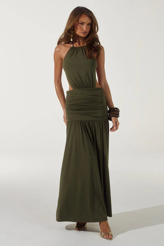 Imelda Olive Maxi Dress