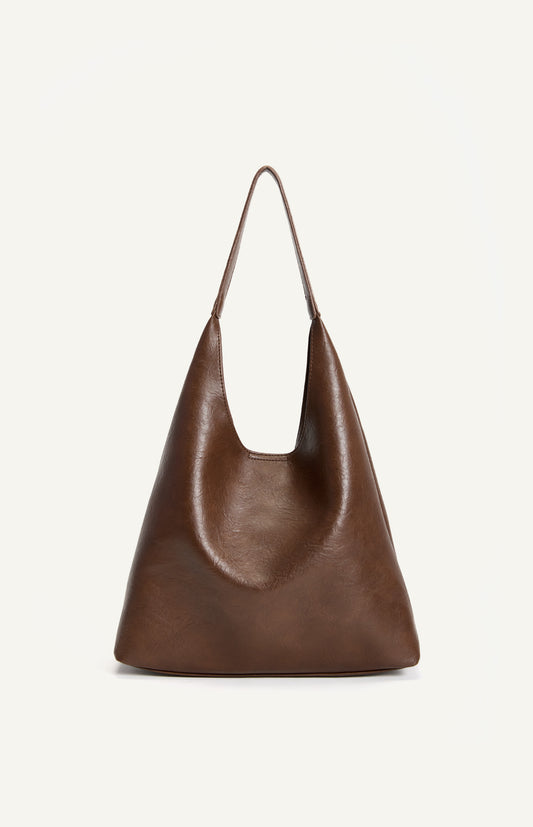 Espresso Vegan Leather Bag With Matching Removable Pouch