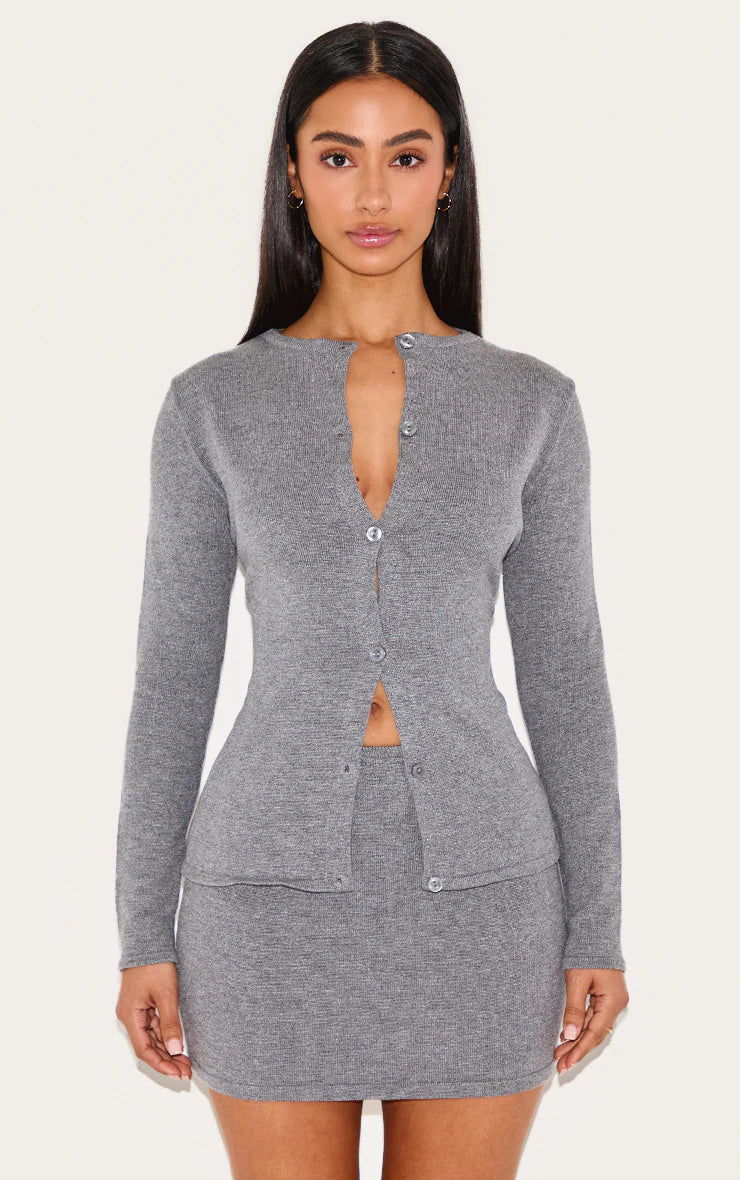 Ella Grey Knit Mini Skirt