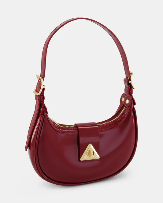 Clara Deep Red Patent Shoulder Bag