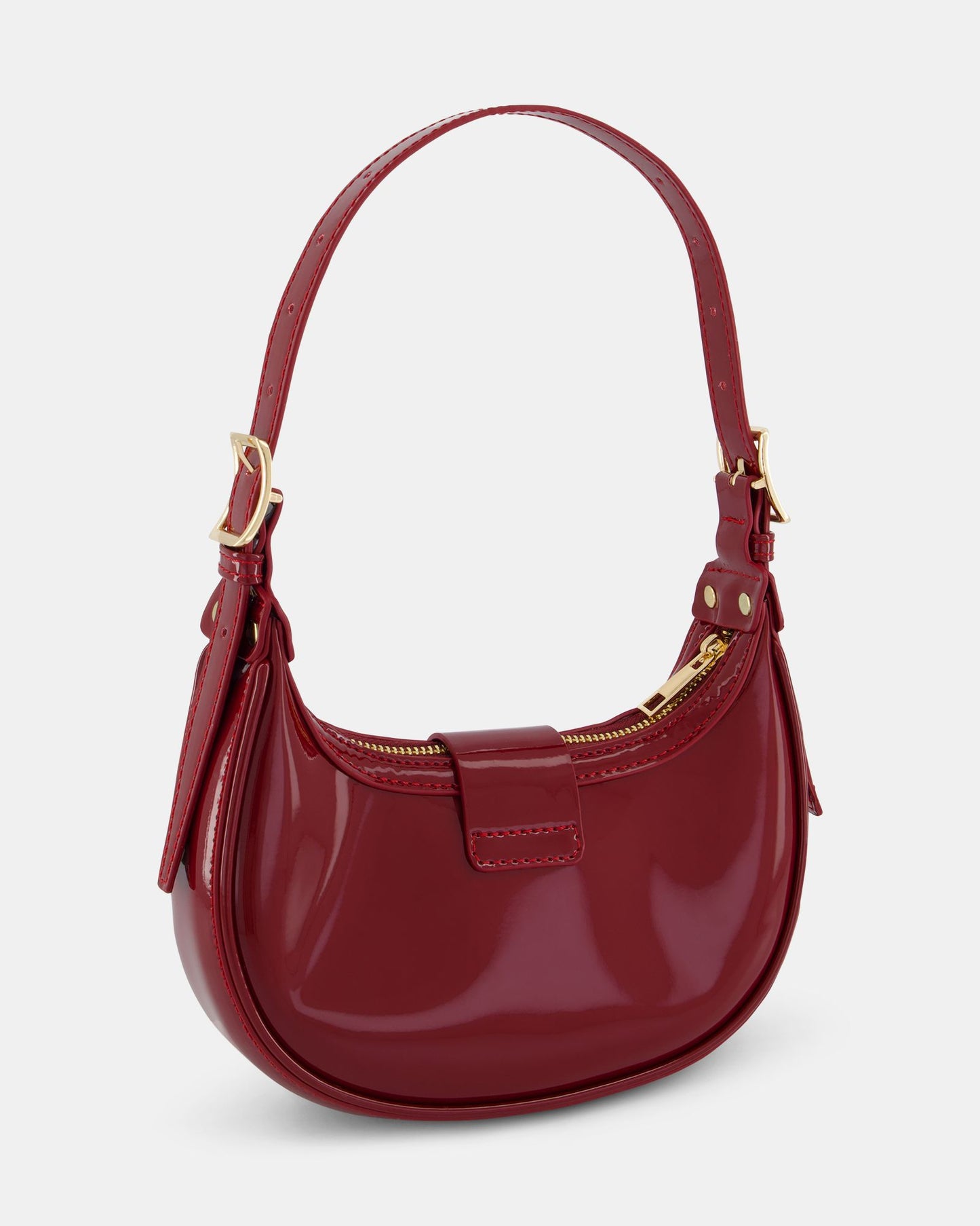 Clara Deep Red Patent Shoulder Bag