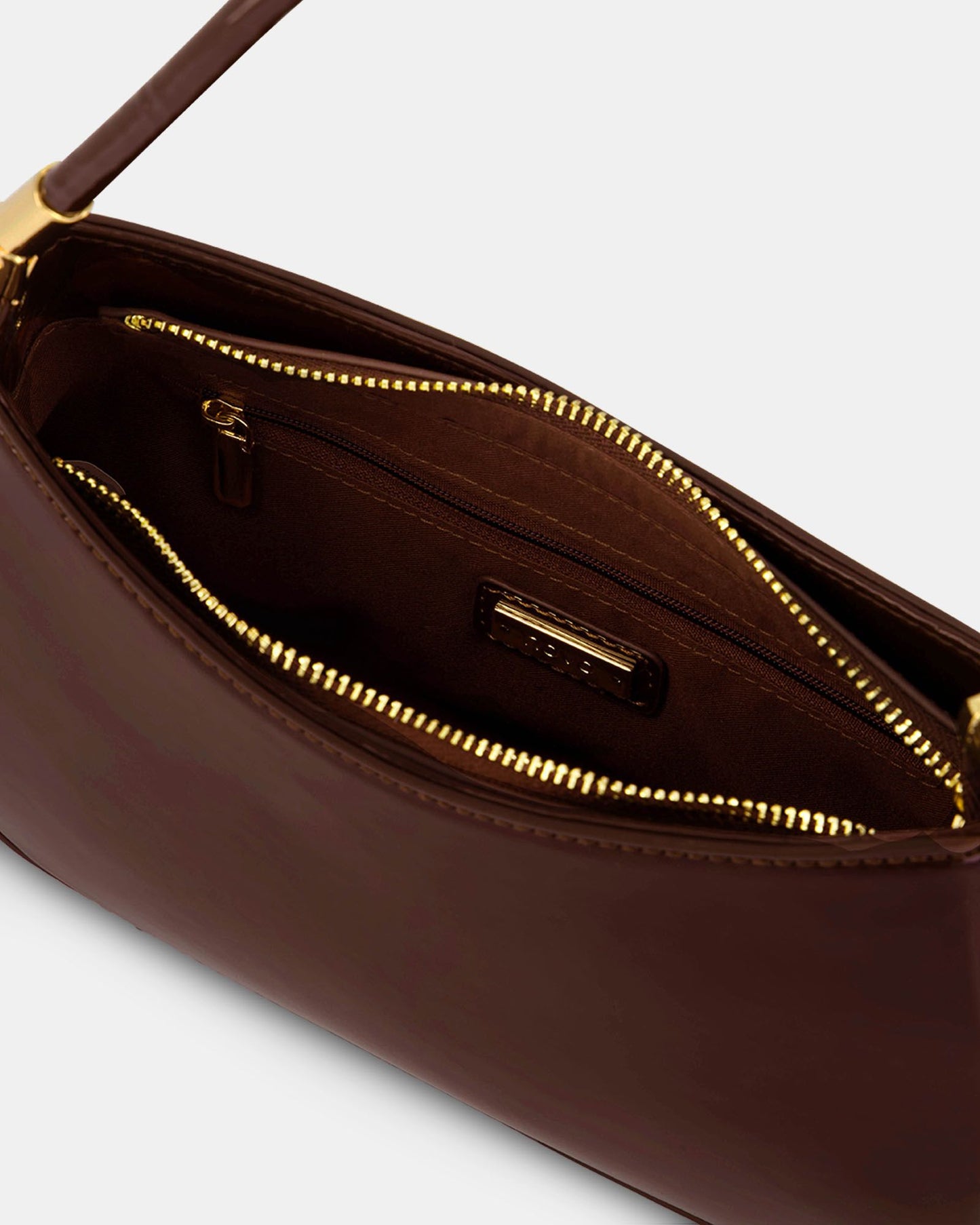 Nora Espresso Patent Shoulder Bag