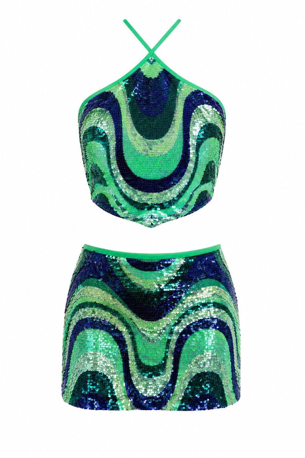 Emerald Wave Sequin Set